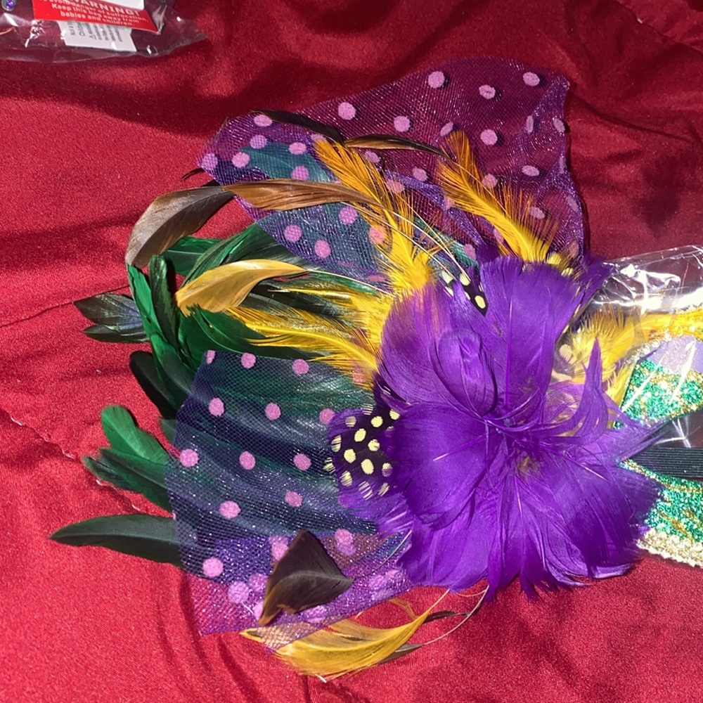 Mardi Gras feathered and lace mask! - Picture 2 of 4